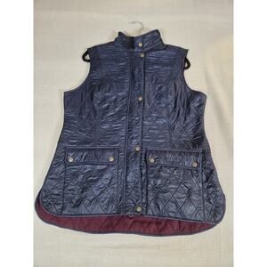 BARBOUR Wray Gilet Vest Women's Size US 14 Navy Preppy Quilted Fleece Lined
